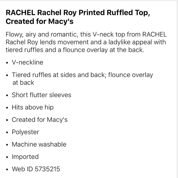 Rachel Roy ruffled top - Picture 3 of 6